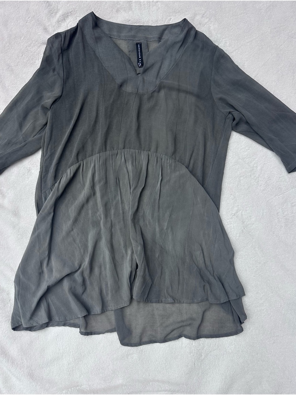 Lightweight Charcoal V-Neck Layered Tunic Top
